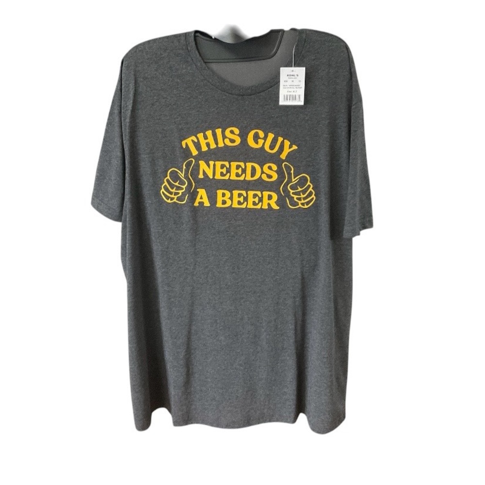 Hybrid Apparel Navy Blue Short Sleeve Tee with Yellow Graphic